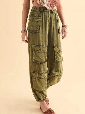 NWT Earthbound Green Acid Cargo Jogger Pants